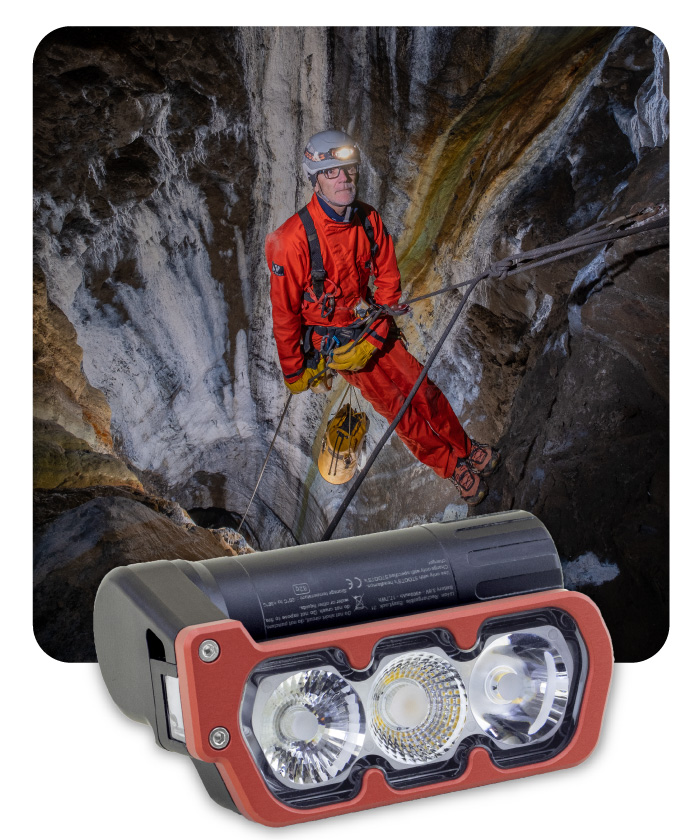 Lampe Frontale Stoots YETI Rouge Pro Chantier Maintenance Professionnelle Speleo Spéléologie